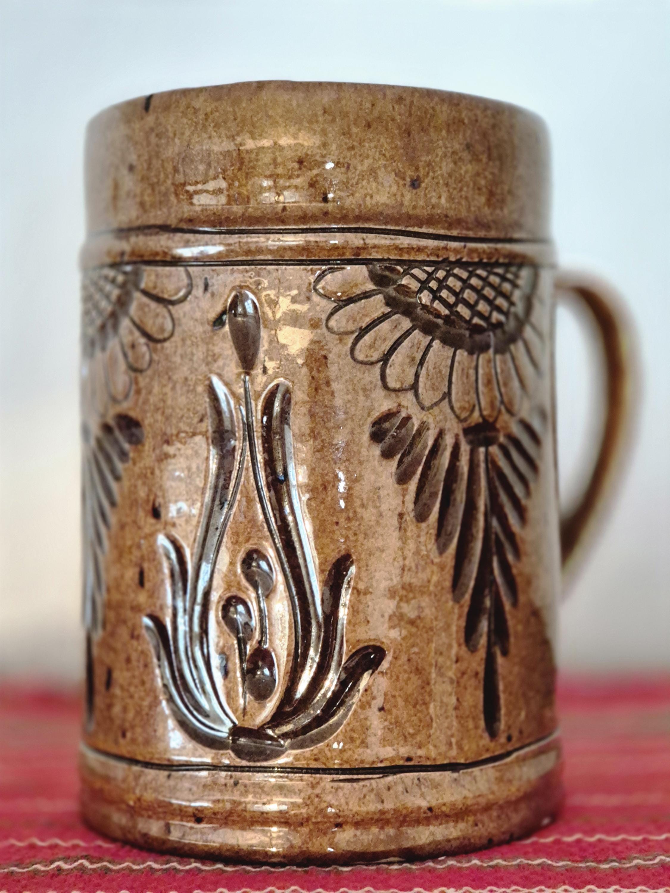 Vintage Romanian Ceramic Pitcher | Hand-engraved Rustic Pottery - Etsy