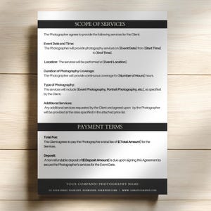 Photography Client Contract Template: Editable Canva Form (digital ...