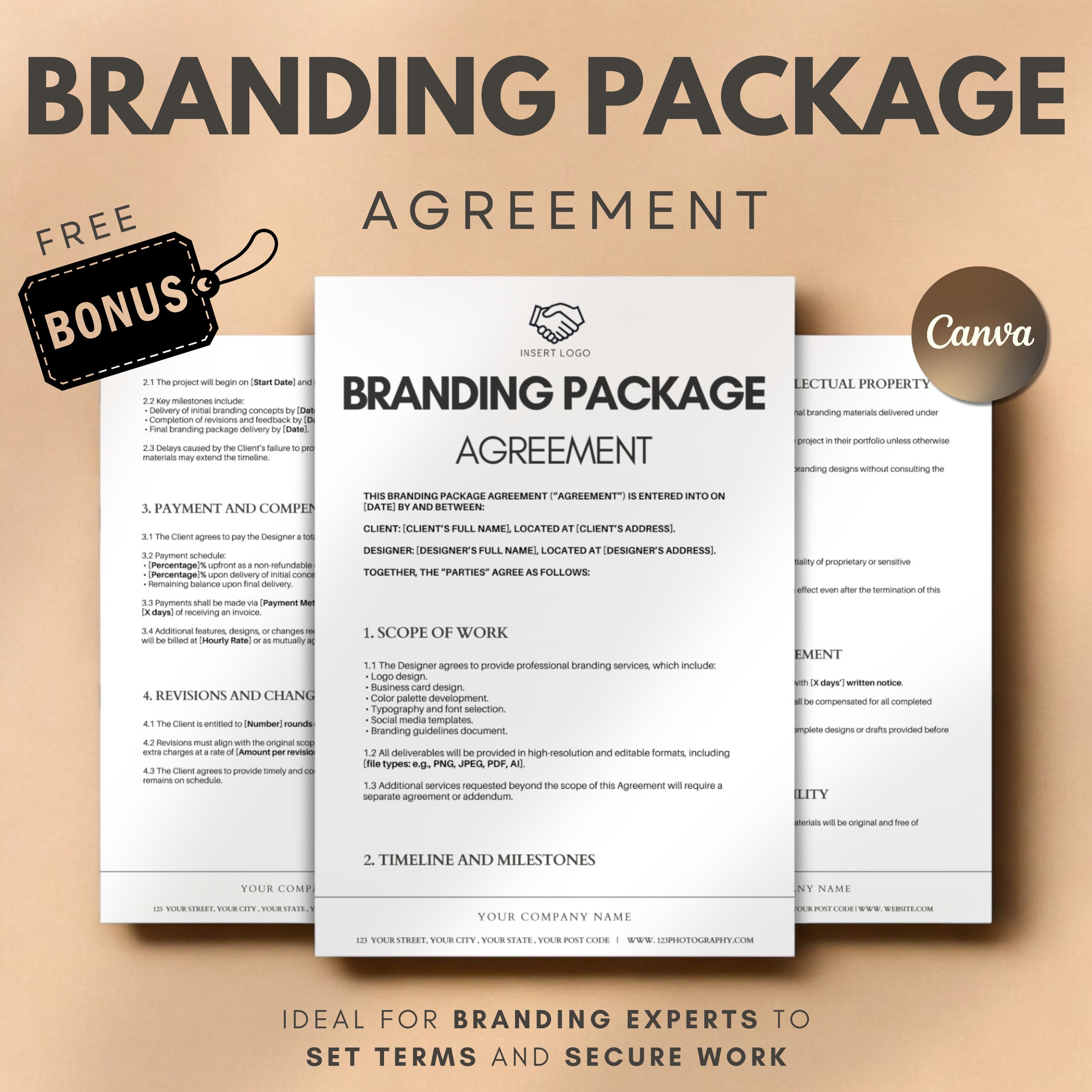 Branding Package Contract Template | Editable Canva Agreement for ...