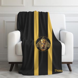 Manta negra y dorada / Manta inspirada en la fraternidad Alpha / Regalo D9 para él