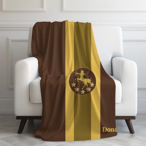 Manta marrón y dorada / Manta inspirada en la fraternidad Iota / Regalo D9 para él