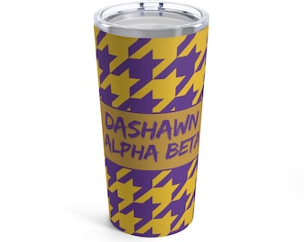 Personalized Omega Tumbler 20oz: Purple & Gold Fraternity Gift