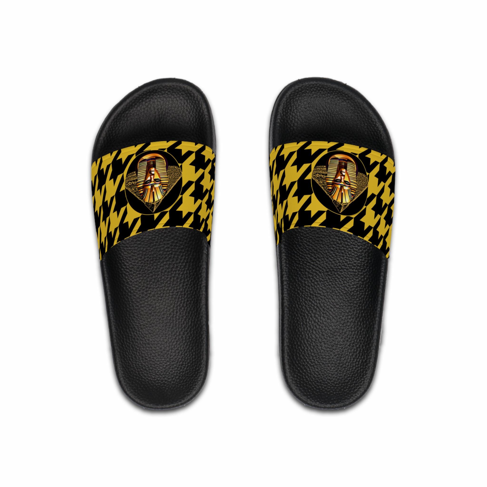 Black & Gold Monogram Slide Sandals mens 7,8  men woman 7 ,8 Available Gold Slide Sandals for Men for sale | eBay main image 3