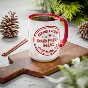 Custom Red and White Sigma Inspired Dad Fuel Mug, Crimson and Cream D9 Fraternity Gift for Dad, Coffee Mug Dad, New Dad Gift, Coffee Cup