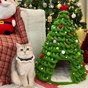 Samouczek na choinkę dla kota | Ręcznie robione legowisko dla kota | Przewodnik po jaskini dla kota z tektury i włóczki 【Zawiera zadanie matematyczne】Produkt nie jest szydełkowany