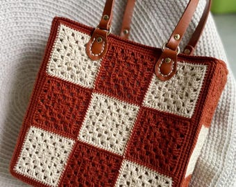 Granny Square Crochet Tote Bag Pattern – Easy Beginner Handbag (PDF Pattern)