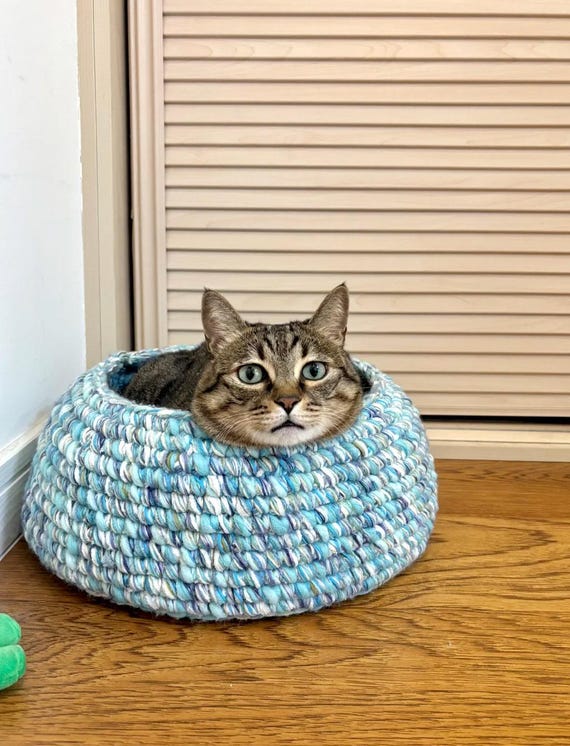 Crochet Pattern Cat Bed, Easy Pet Toy Pattern for Beginners, Kitty Accessories, Digital PDF Tutorial, Handmade Crochet Gifts