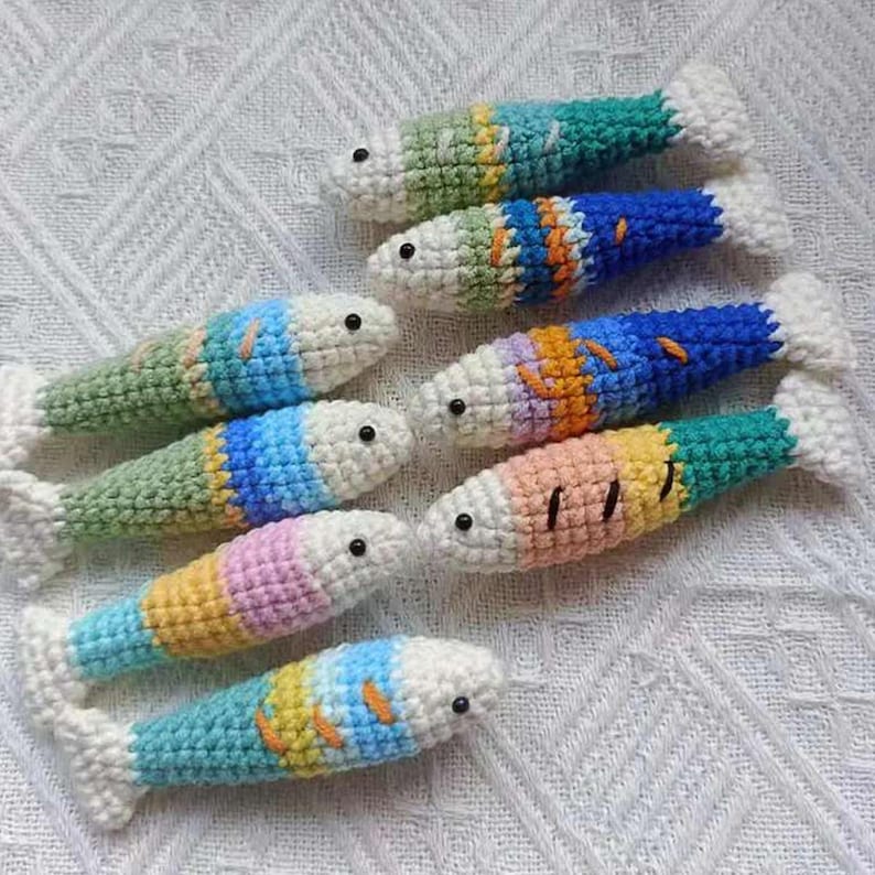 Sardine Häkelmuster, Amigurumi Fisch Schlüsselanhänger (PDF Anleitung) Bild 7