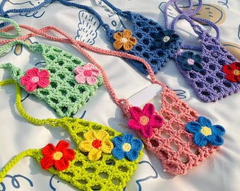 Patrón de funda para teléfono con flores a crochet, tutorial para funda de teléfono, accesorio playero de verano (PDF)
