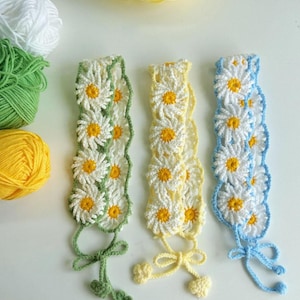 Haakpatroon Madeliefje Hoofdband Bandana's Bloem Haarband Gebreide hoofddoek Hoofddoek Foral Headwrap Amerikaanse termen (alleen Engels)