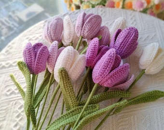 Crochet Tulip Pattern - Spring Bouquet Wedding Gifts Flower PDF Tutorial