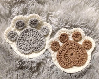 Patrón fácil de posavasos de crochet con forma de pata de gato: posavasos para mascotas para principiantes (Tutorial en PDF)