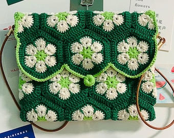 Muster Oma Quadrat Tasche häkeln: Retro Blumen Umhängetasche (PDF Download