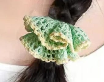 かぎ針編みのヘアシュシュの作り方：簡単なヘアタイの作り方、手作り