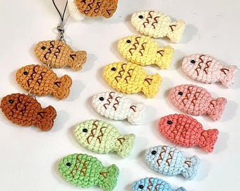 魚のかぎ針編みパターン：手作りたい焼きキーホルダー、DIY動物