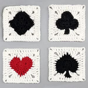 Crochet Poker Pattern – 4 Suit Motifs Tutorial (PDF Download)