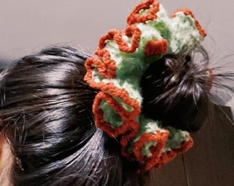 かぎ針編みのヘアシュシュの作り方：簡単なヘアタイの作り方、手作り