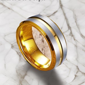 Gold Tungsten Ring |Wedding Band for Men |Tungsten Band |Gift for Him |Promise Band |Anniversary Gift Engagement Ring 8mm Gold Tungsten Band