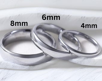 Comfort Fit Tungsten Couple Wedding Band-Traditional Band Court Fit Ring-Promise Ring-Anniversary Gift-Silver Band-Perfect Fit-His &Her Band