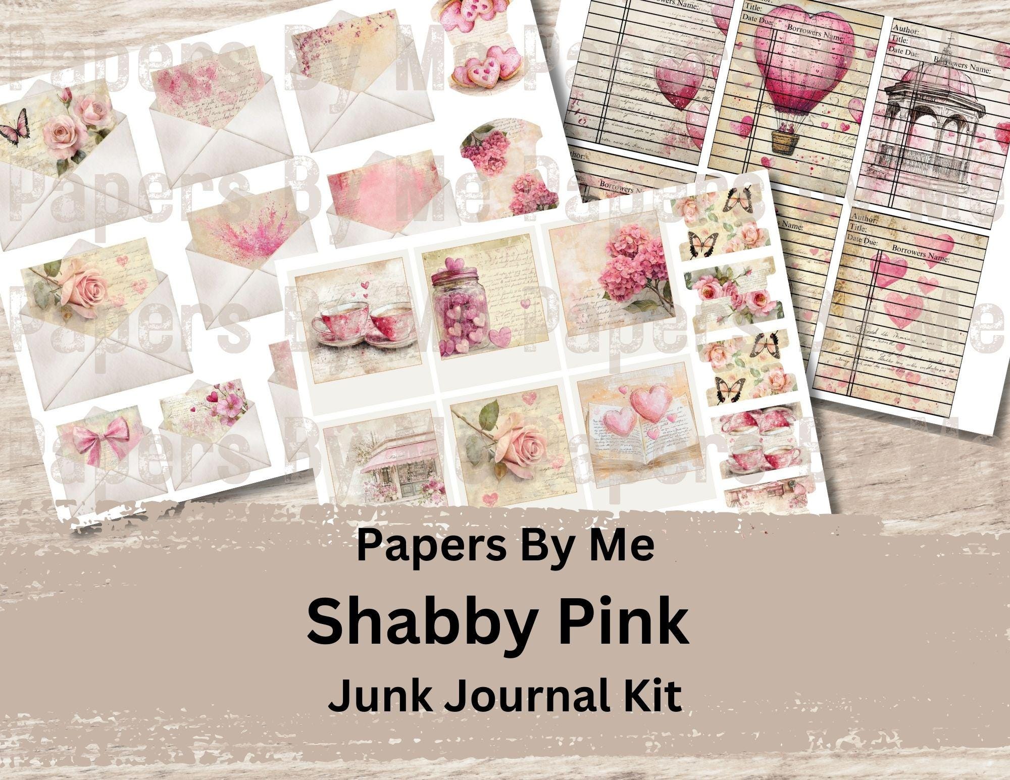 Shabby Pink Coquette Junk Journal Kit Printable Ephemera Papers, Tags ...