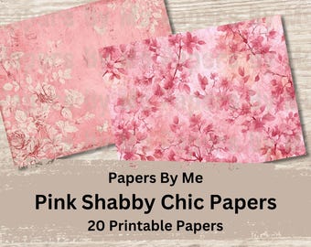 Rosa Shabby Chic Papiere - Für Junk Journals, Decoupage, Scrapbooks - Kit, Digital Printable Sofortdownload