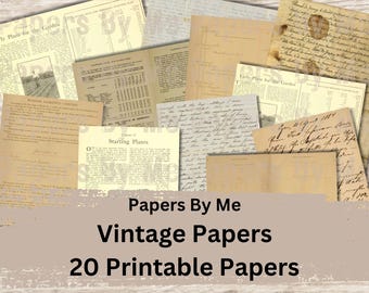 Vintage Junk Journal Papers Kit Book Pages Vintage Letters Dictionary Ledger Scrapbook Decoupage Digital  Printable INSTANT DOWNLOAD