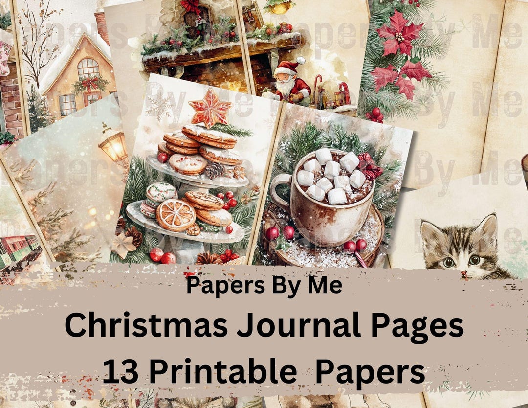 Christmas Junk Journal Pages Kit Digital Scrapbook Collage Printable ...
