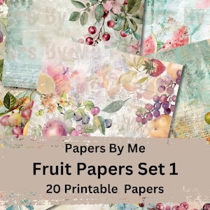 Obst Decoupage Junk Journal Collage Papiere Hintergrund Printable Digital Scrapbook PDF