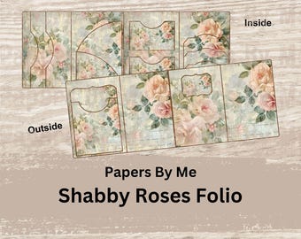 Shabby Roses Folio- Junk Journal Kit - Printable Vintage Floral - Ephemera