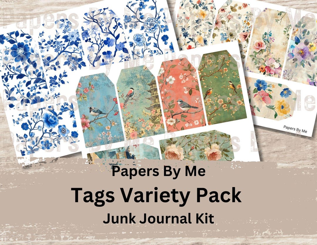 Junk Journal Tags Ephemera Kit Printable Trendy Digital Instant ...
