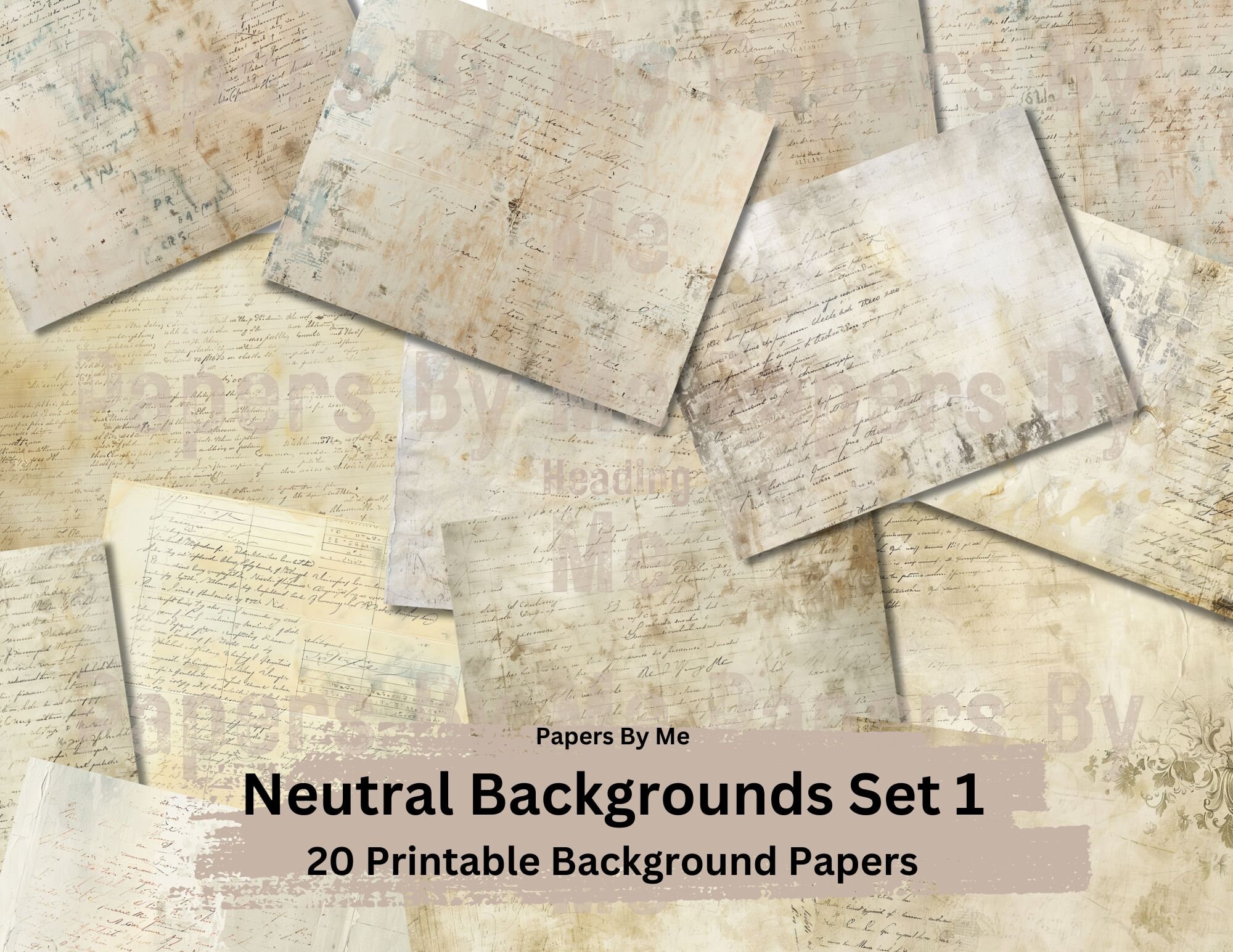Neutral Background Printable Decoupage Papers Junk Journal Digital ...