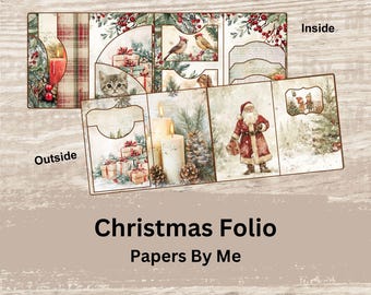 Christmas Folio Junk Journal Kit - Printable Vintage Ephemera