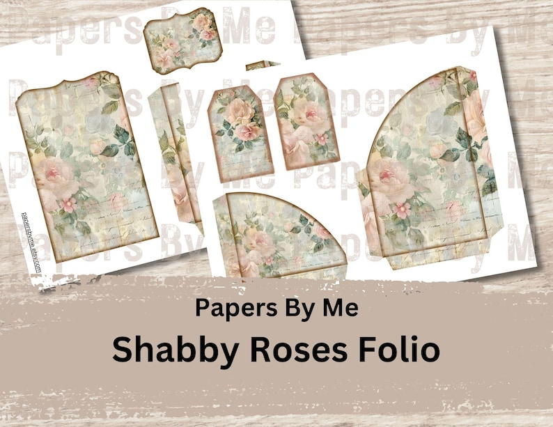 Shabby Roses Folio- Junk Journal Kit - Printable Vintage Floral ...