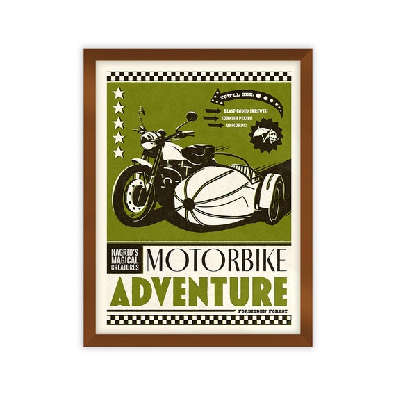 BYRRH アートポスター Hagrid's Motorbike Adventure Travel Advertisement Poster Original