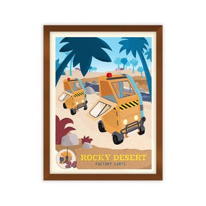 Cartel publicitario de viajes con juegos satisfactorios, obra de arte original