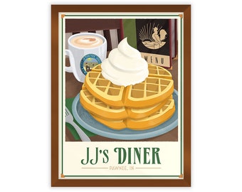 Parks and Rec - JJ's Diner Travel Advertisement Poster Original Artwork