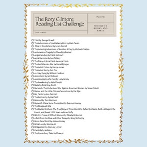 Elenco di lettura di Rory Gilmore, Sfida di lettura di Rory Gilmore, Sfida di lettura, Elenco di lettura, Elenco di controllo, Download, Diario di lettura