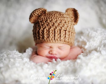PDF Crochet Pattern - Teddy Bear Hat (sizes Newborn to 12 months)