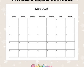 Printable May 2025 Calendar - Etsy