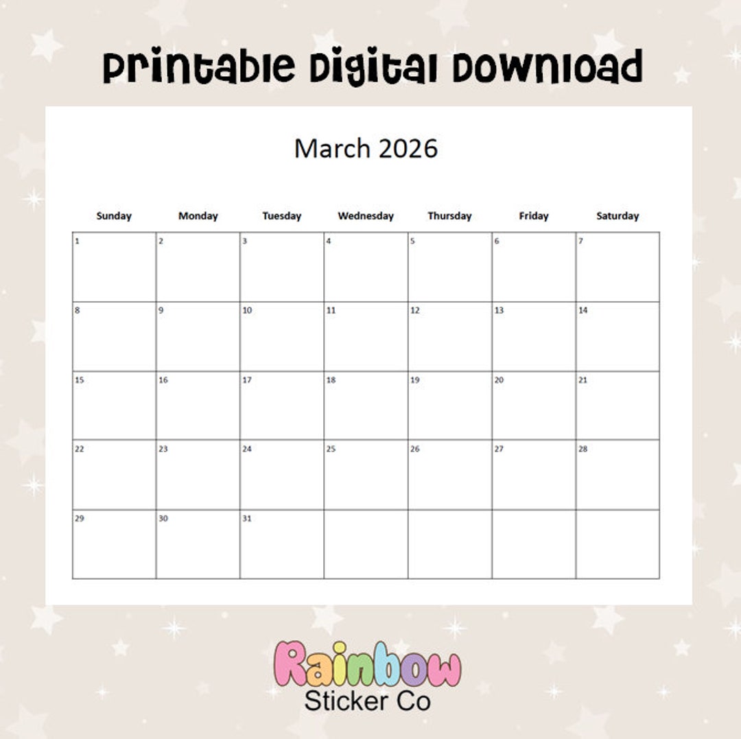 Printable March 2026 Monthly Calendars, Minimalist Design, Editable ...