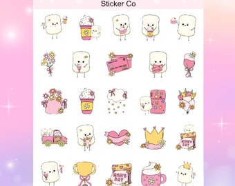 Mother&#39;s Day Stickers, May Planner Stickers, Spring Planner Stickers, Marsha Marshmallow Stickers, Planner Stickers