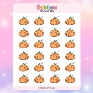 Kawaii Pumpkin Halloween Planner Stickers, Cute Kawaii Stickers, Halloween Stickers, Pumpkin Stickers
