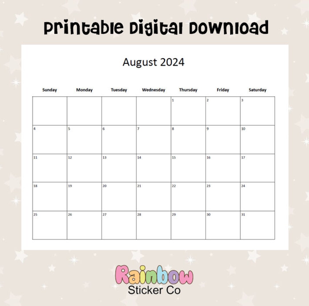 Printable August 2024 Monthly Calendars, Minimalist Design, Editable ...