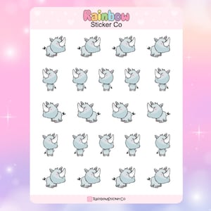 Rhino Planner Stickers, Cute Kawaii Planner Stickers, Rhino Stickers