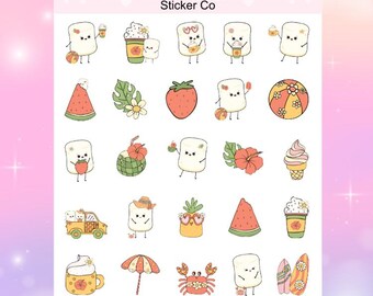 Summer Planner Stickers, Retro Summer Stickers, Summer Vacation Stickers, Marsha Marshmallow Stickers, Planner Stickers