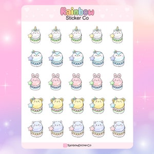 Marshmallow Animals Planner Stickers, Marshmallow Stickers, Cute Animal Stickers