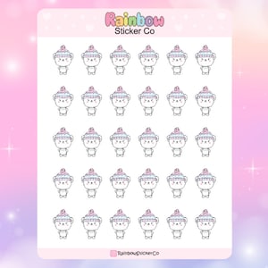 Polar Bear Planner Stickers, Cute Kawaii Planner Stickers, Polar Bear Stickers