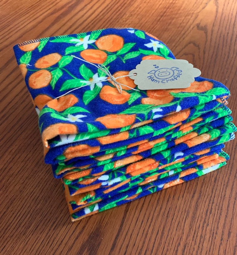 14\u201d size Set of 12 Flannel Blue Orange Napkins