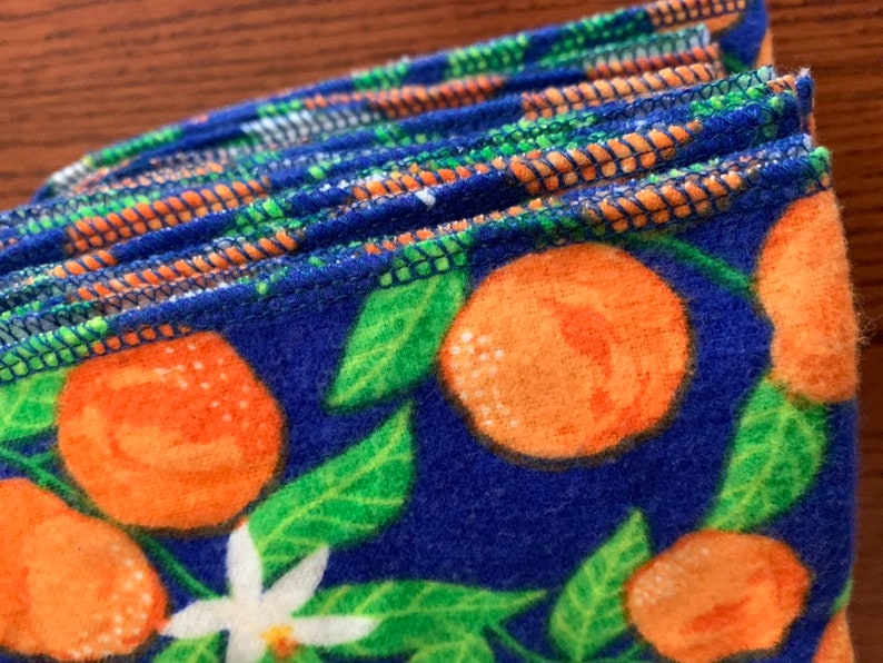 14\u201d size Set of 12 Flannel Blue Orange Napkins