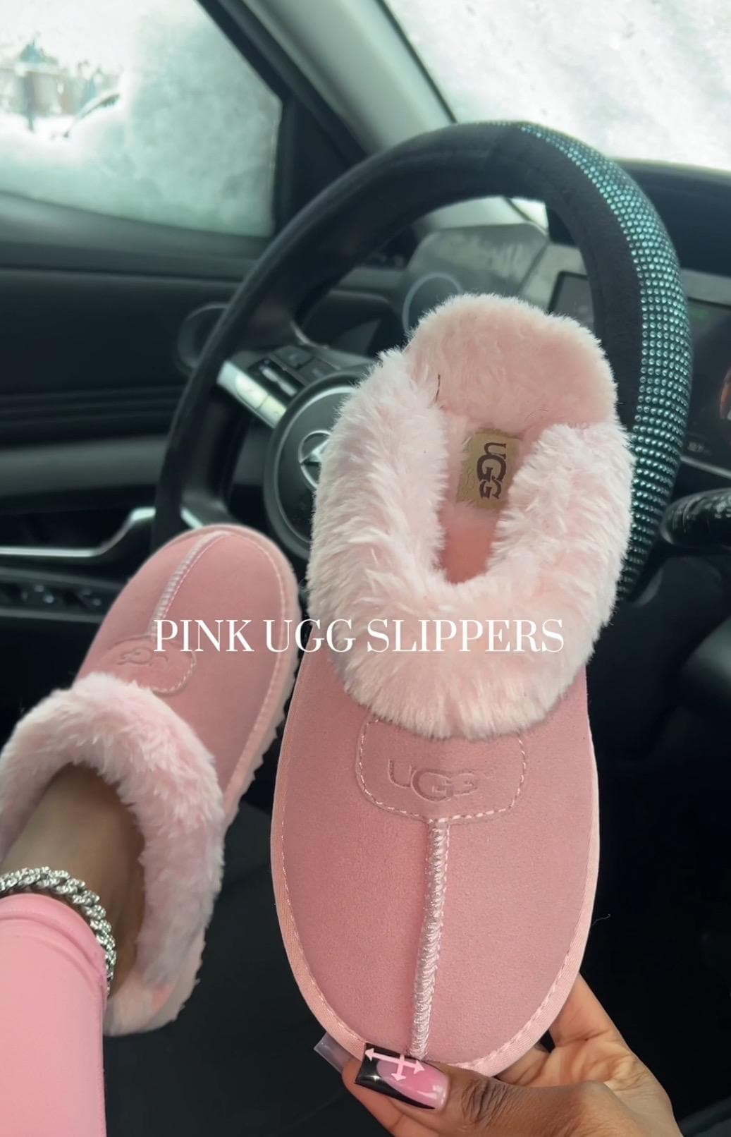 Pink ugg slip ons sales